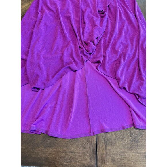 Formal Long Dress Womens L Raspberry Shimmer Strappy One Shoulder Tiered Prom - Picture 9 of 9